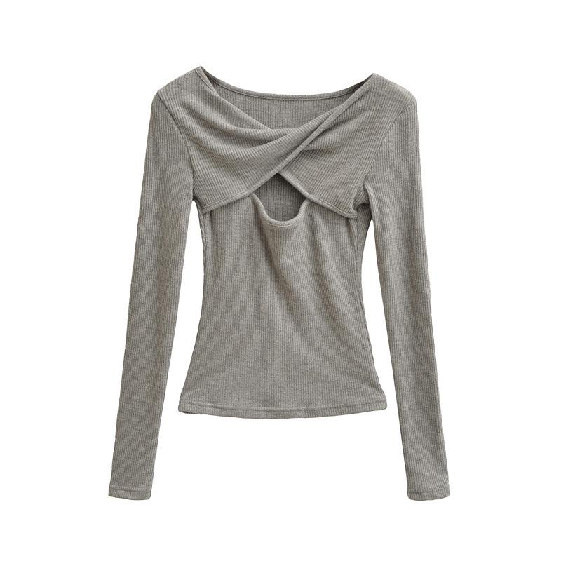 Pure Desire Slimming Hollow Long Sleeve Women's Chic Top
