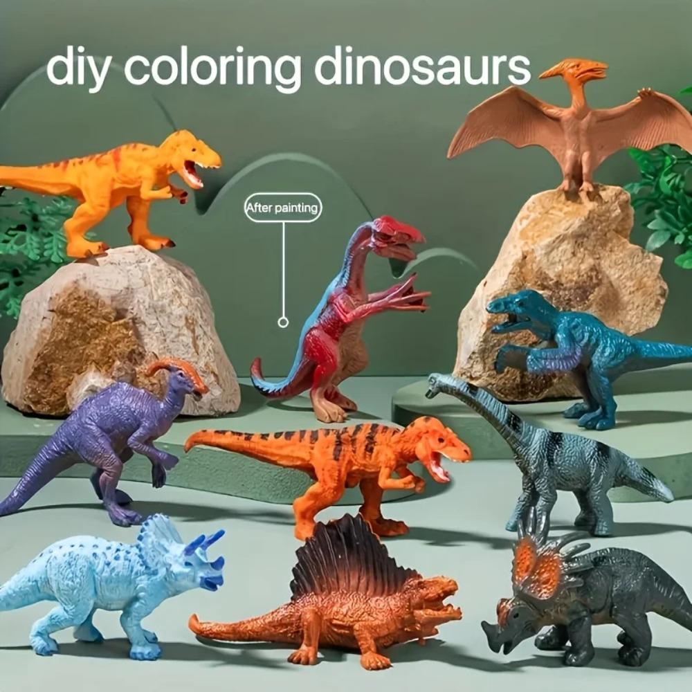 Acquerello Dinosauro Fai da Te - Kit da Colorare Dinosauro per Bambini e Bambine - Set Giocattolo Dinosauro 3D da Colorare, Pittura Artistica Fai da Te per Bambini
