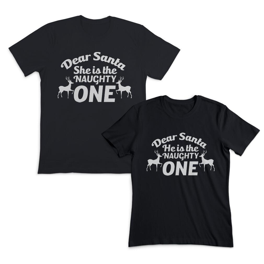 Couples Matching Outfits Dear Santa She Is The Naughty 1 Dear Santa He Is The XXXXL