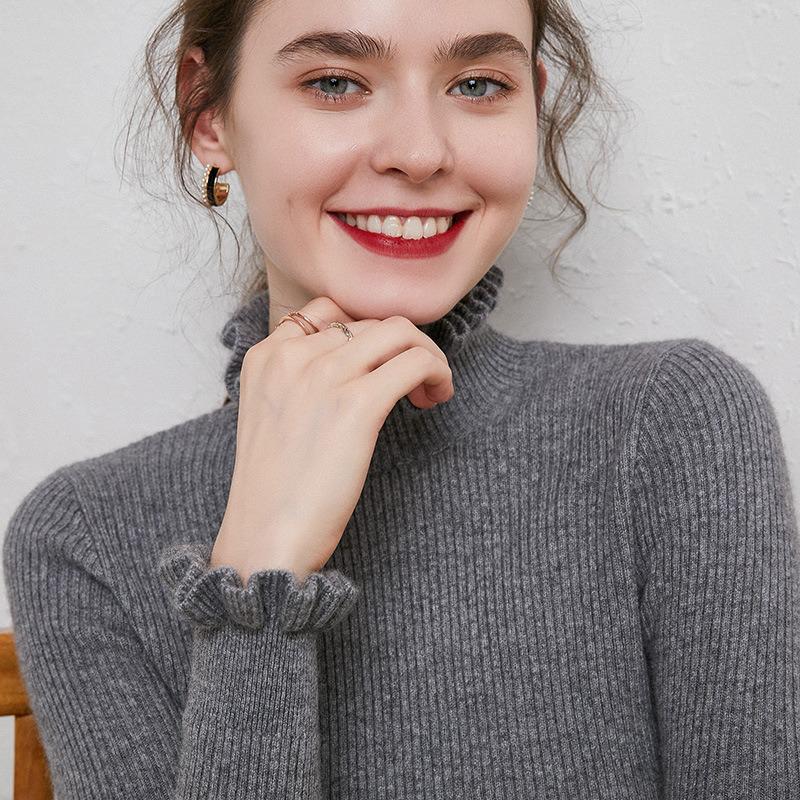 2020 Autumn Winter Women's Knitwear: Korean Style Floral Collar Striped Sweater Jacket