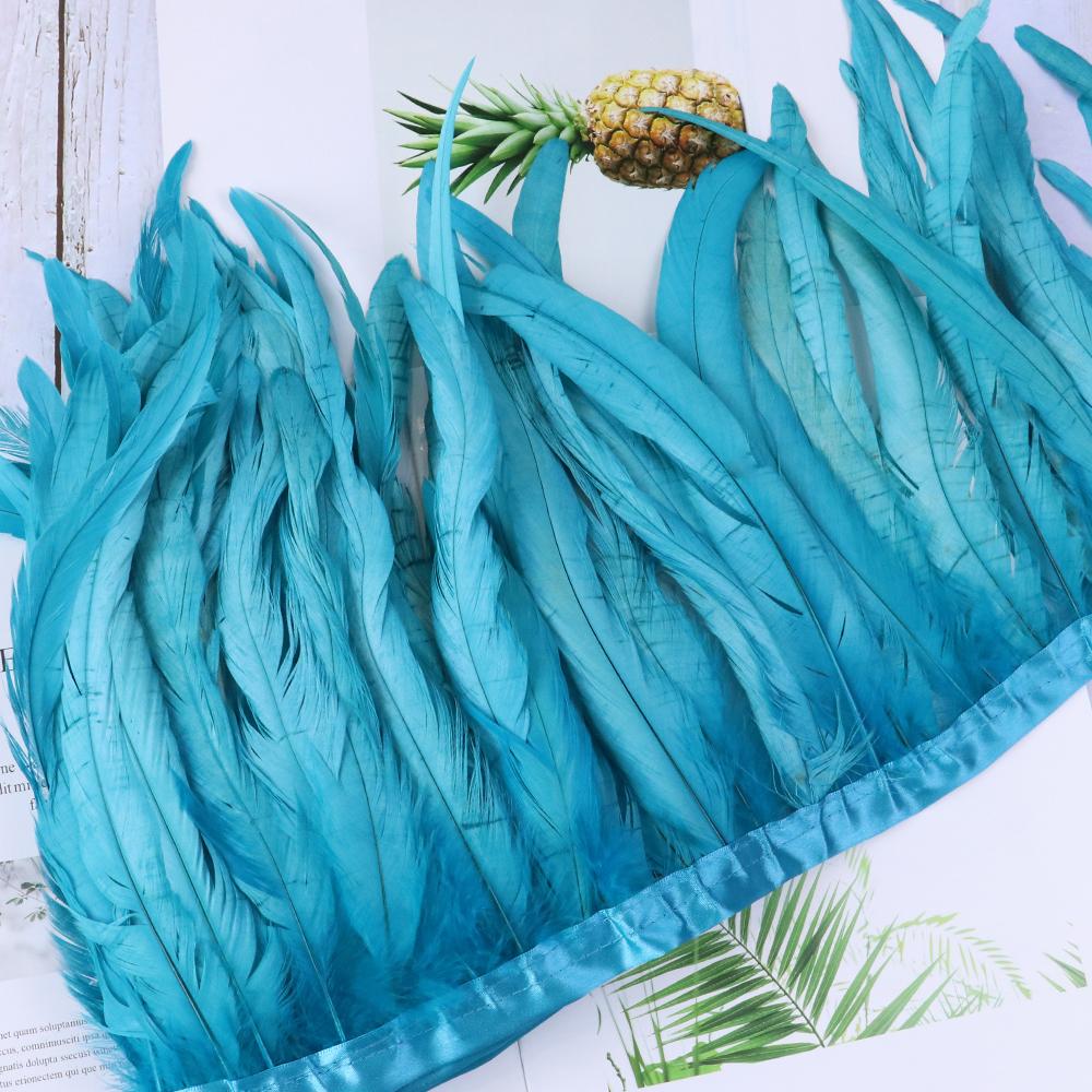 Red Rooster Tail Trims Natural Coque Feather Trimming Ribbon For Crafts Dress Skirt Carnival Costumes Plumes 10-12 Inch