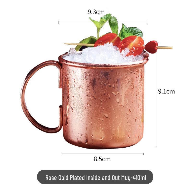 Kupferbeschichteter Moscow Mule Becher, 304 Edelstahl, Gehämmertes Design, Wein- & Cocktailglas