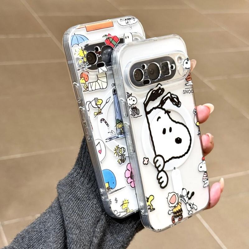 Funny Cartoon Cute Snoopy illustration Magsafe Wireless Charge Phone Case For Google Pixel9 10 pro XL10Pro 9ProXL Magnetic Cover
