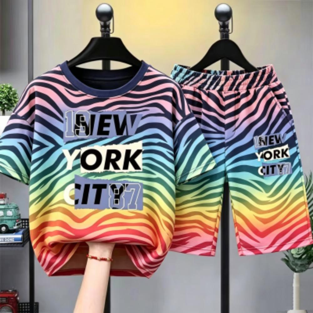 

Camouflage Zebra Stripe Letter Printed Women s T-shirt and Shorts 2 Piece Set Summer Home Outdoor Casual Outfit for Men s and Women s T-shirt Set XXS