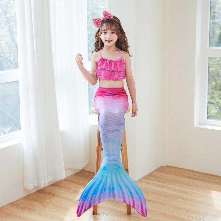 Set Costume da Bagno Principessa Sirena per Bambine - Include Vestito a Coda di Pesce & Bikini (Disponibile in taglia Piccola, Media, Grande)