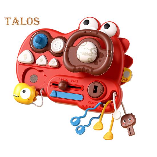 

Мультяшный динозавр, игрушечный руль, мелкая моторика, интерактивная бизи-доска для малышей, мальчиков и девочек, образовательная симуляция, вождение, игрушечный руль красный