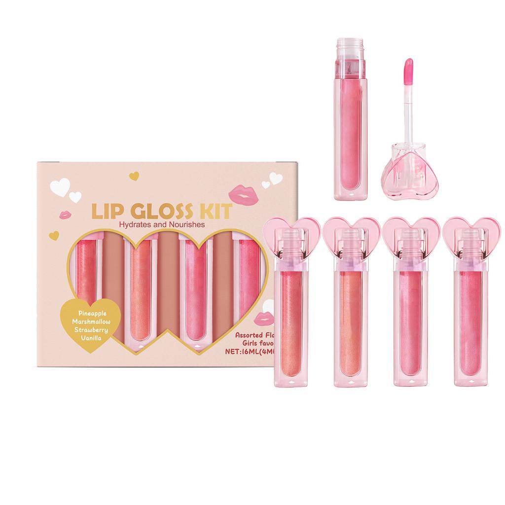 Set Colore Labbra a Forma di Cuore, Set Lucidalabbra e Colore Labbra, Regalo Trucco Ideale con Coperchio Carino (16 ml