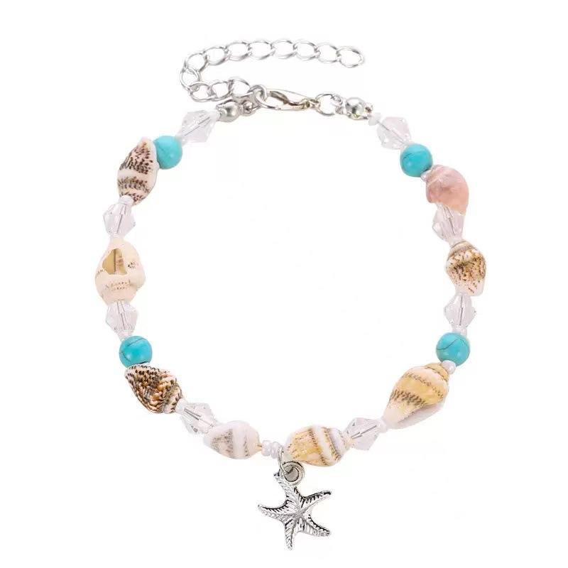 Браслет из ракушек морской звезды, летний, океанский, пляжный, милые украшения, аксессуары для женщин, оптом 21+5cm