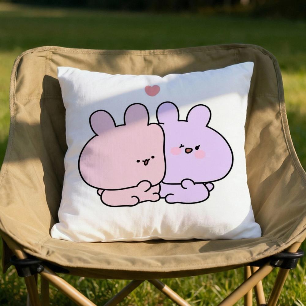 AAsamimichan Cute Bunny Cushion Cover Soft Reversible  Durable Pillow Cover  MultiScene Use for Home  Car Daily Comfort