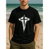 European Sizes Ink-splashed Cross Faith Hardcore Style Trendy Print T-shirt _ Lightweight, Round-neck, Short-sleeved, Comfortable