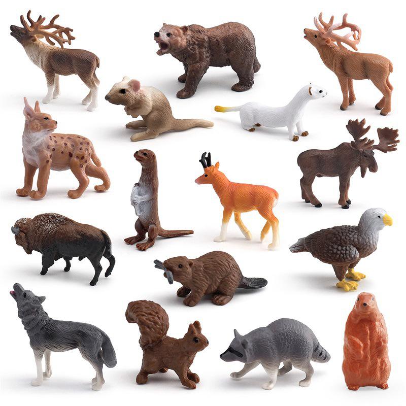 Wild Animal Simulation Set: Reindeer, Brown Bear, Antelope, Beaver, Squirrel, Gray Wolf - Children's Cognitive Ornament