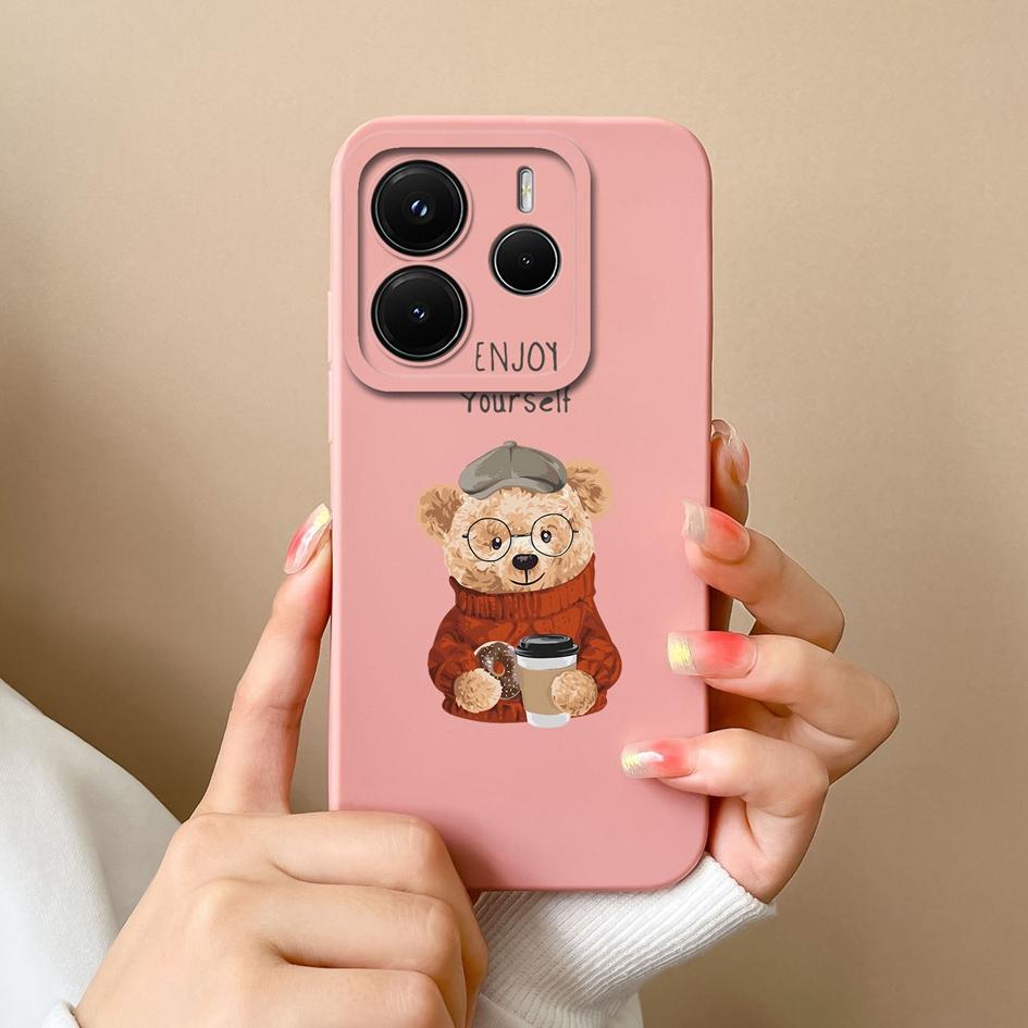 Case For Redmi Note 11 12 14 12R 11E 11T 14S 12S 11S 12Turbo Pro Plus 4G 5G Lovely Bear Pattern High Quality Anti Slip Silicone Housing For Redmi Capa