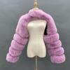 Furry Coat Femme Top Fashion Winter High Quality Faux Fox Fur Coat Women Elegant Patchwork Long Sleeve Warm Mink Short Jackets