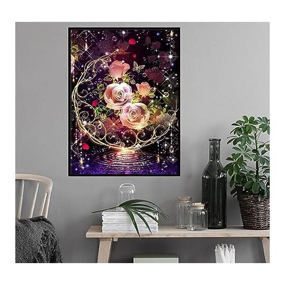 2 Pieces Diamond Art Kit 5D Diamond Painting Moon Handmade Painting Craft Kit Full Paste Type DIY Beginner Adult Children 30x40cm