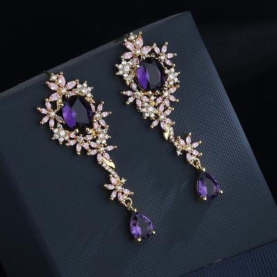 Retro European and American Earrings  Fashionable and Personalized Multi Color Gem Earrings