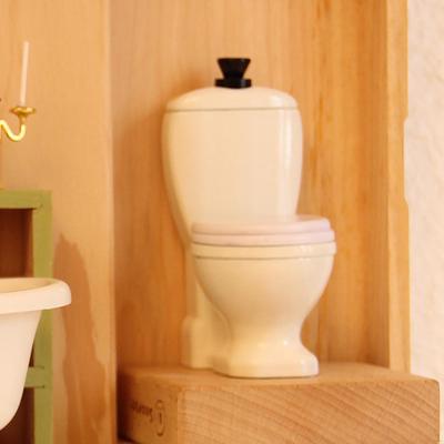 Miniature Toilet Model for 1/12 Dolls Playset Dollhouse Furniture Bathroom Pretend Play