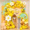 119pcs Jungle Bee and Sunflower Balloon Arch Kit - Perfect for Gender Reveal Christenings and Birthday Parties - Includes Latex
