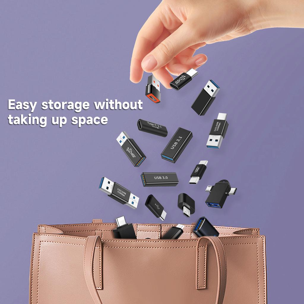 16PCS  USB-C to USB 3.0,USB to Micro-B,Female-To-Male Adapters OTG Power Mode for Smartphone Android Phone Tablet