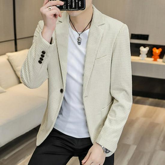 Pánský třídílný oblek střihu slim fit v korejském stylu na svatby a business casual