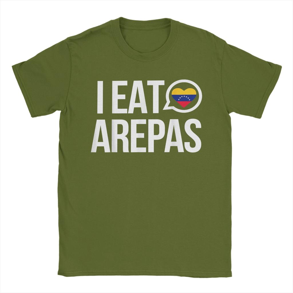 Vintage Ich Esse Arepas Venezolanisches Traditionelles Essen T-Shirts Unisex Rundhalsausschnitt Baumwolle T-Shirt Kurzarm T-Shirt Große Größen Kleidung