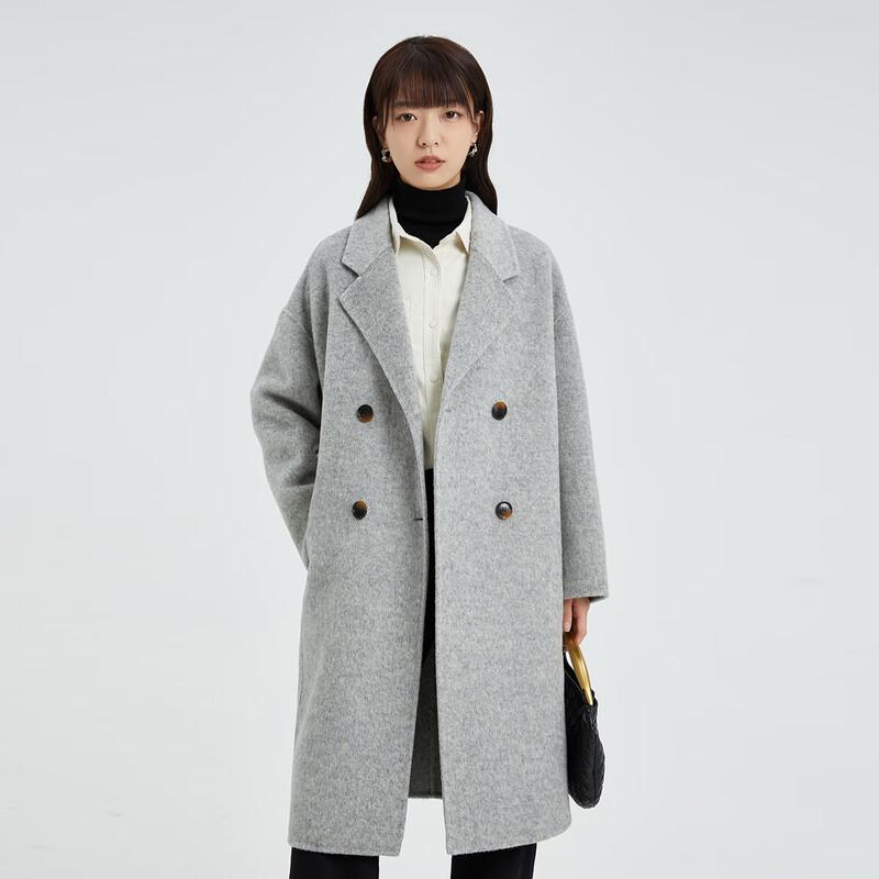 TATU Women's Korean Style Mid-length Double-faced Wool Coat