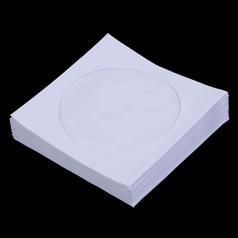 Envelopes Storage Clear Window Case Flap White Folded Paper Bag 10/50Pcs 12.5Cm Cd Dvd Disc Paper Sleeves