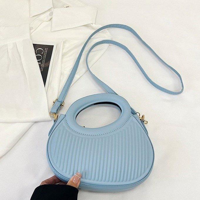 New Bag Autumn and Winter High-end Striped Dopamine Saddle Bag Niche Design Handbag Shoulder Messenger Bag