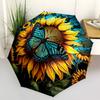1pc Butterfly Sunflower Automatic Folding Umbrella, Lightweight Retractable Compact Travel Umbrella, 8-Rib Sturdy Frame148