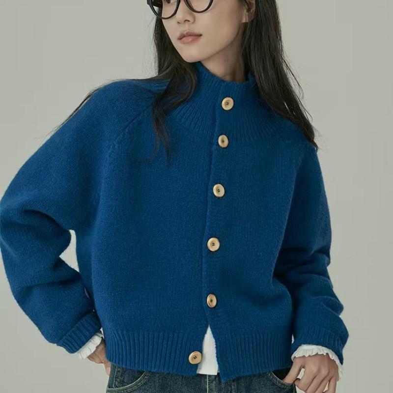 Women's Cozy Korean Style Wool Knit Cardigan - Autumn/Winter Outerwear