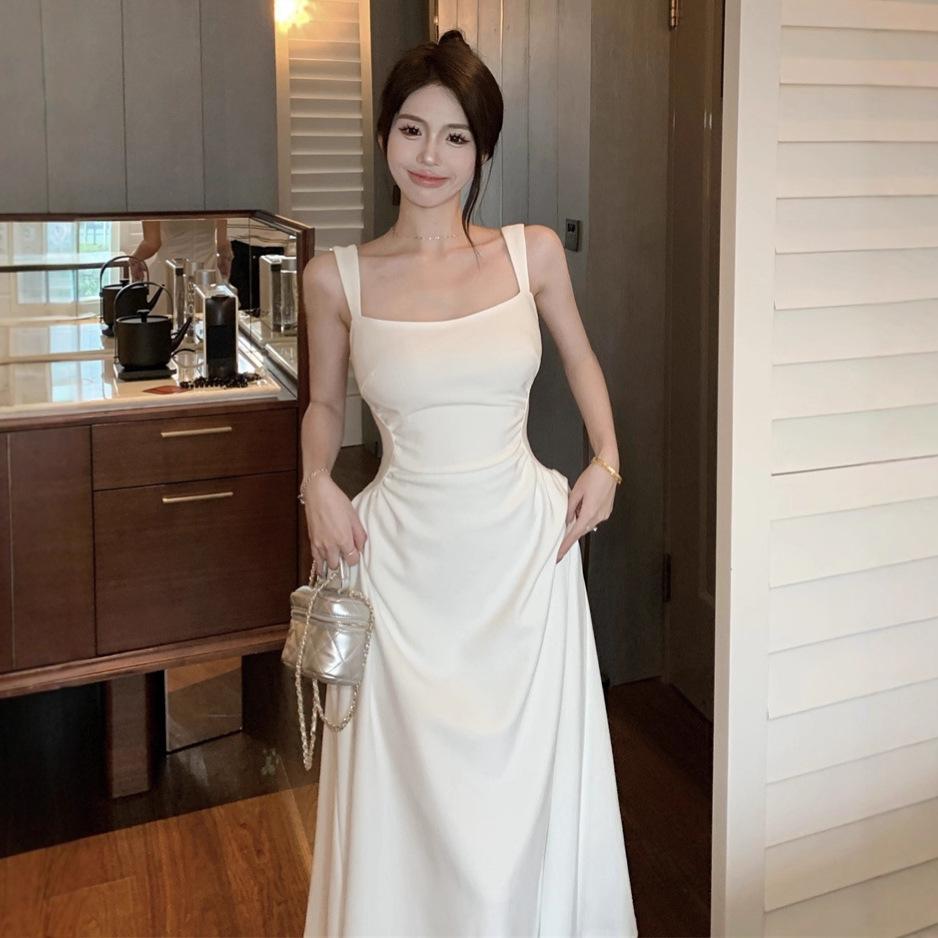 French High-end First Love Black Suspender Dress Women's Summer Dress New Summer Long Skirt Temperament Slim