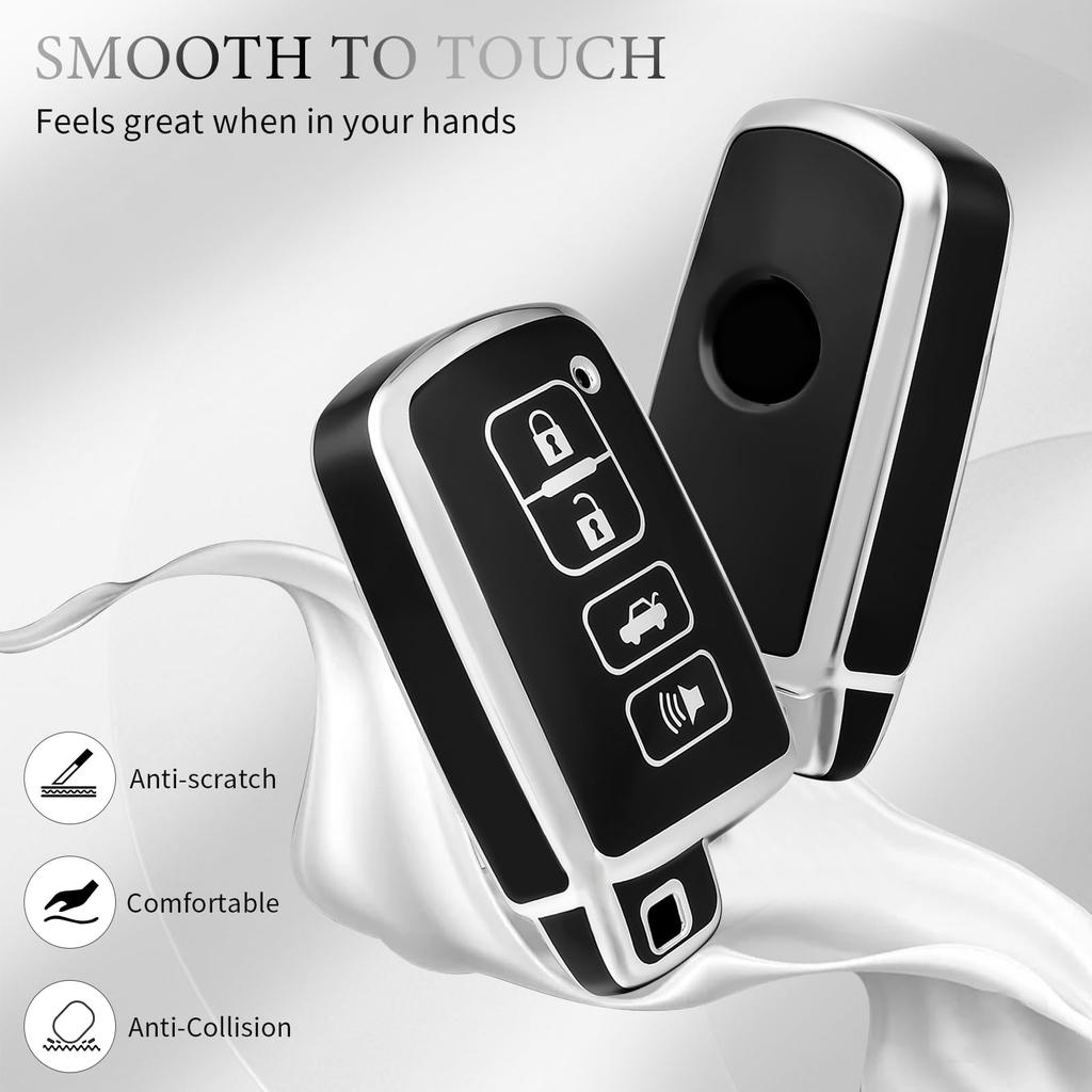 Key Fob Case Cover Holder Keychain for Toyota Tundra Tocoma Sequoia 4Runner Highlander RAV4 Camry Corolla Avalon 4 Buttons