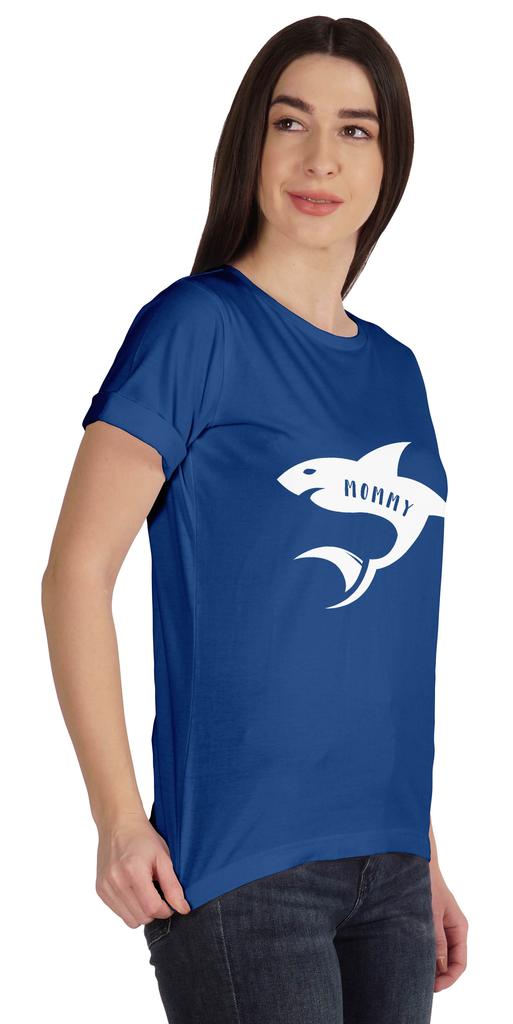 Inkmeso Scoop-Neck Mommy Shark Graphic Tshirt Short Sleeve Women Cotton Tee