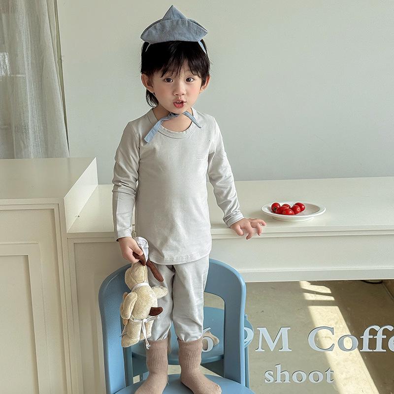 Kids' Lightweight Cotton Underwear Set - Autumn/Winter Pajamas for Elementary Students