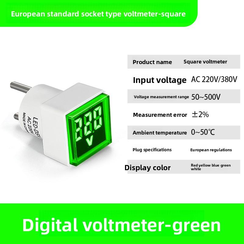 Digital AC Voltmeter Indicator, Digital Voltmeter, No Wiring Required, Euro Plug, Voltage Measurement RangeAC220V/230V