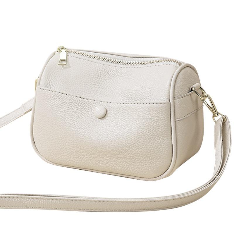 

Bag new simple and fashionable multi-layer large-capacity women s bag shoulder bag first layer cowhide messenger bag bag 21*14*10 белый