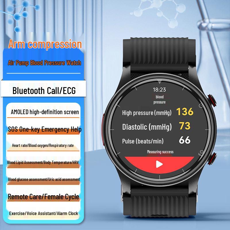 P700 Smartwatch: AMOLED Display, Air Pump Blood Pressure, ECG, Bluetooth Calls, Blood Oxygen, SOS, Sports Features.