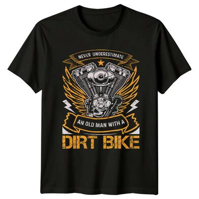 Nigdy nie lekceważ starego człowieka Motocykl Crossowy Męska Koszulka Damska Góra Graficzna Koszulka Unisex