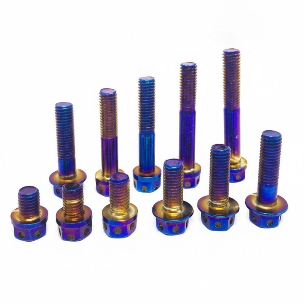 10/15/20/25/30/35/40/45/50/60 Titanium Bolt With Drilled Holes Hex Head Bolts Motorcycle
