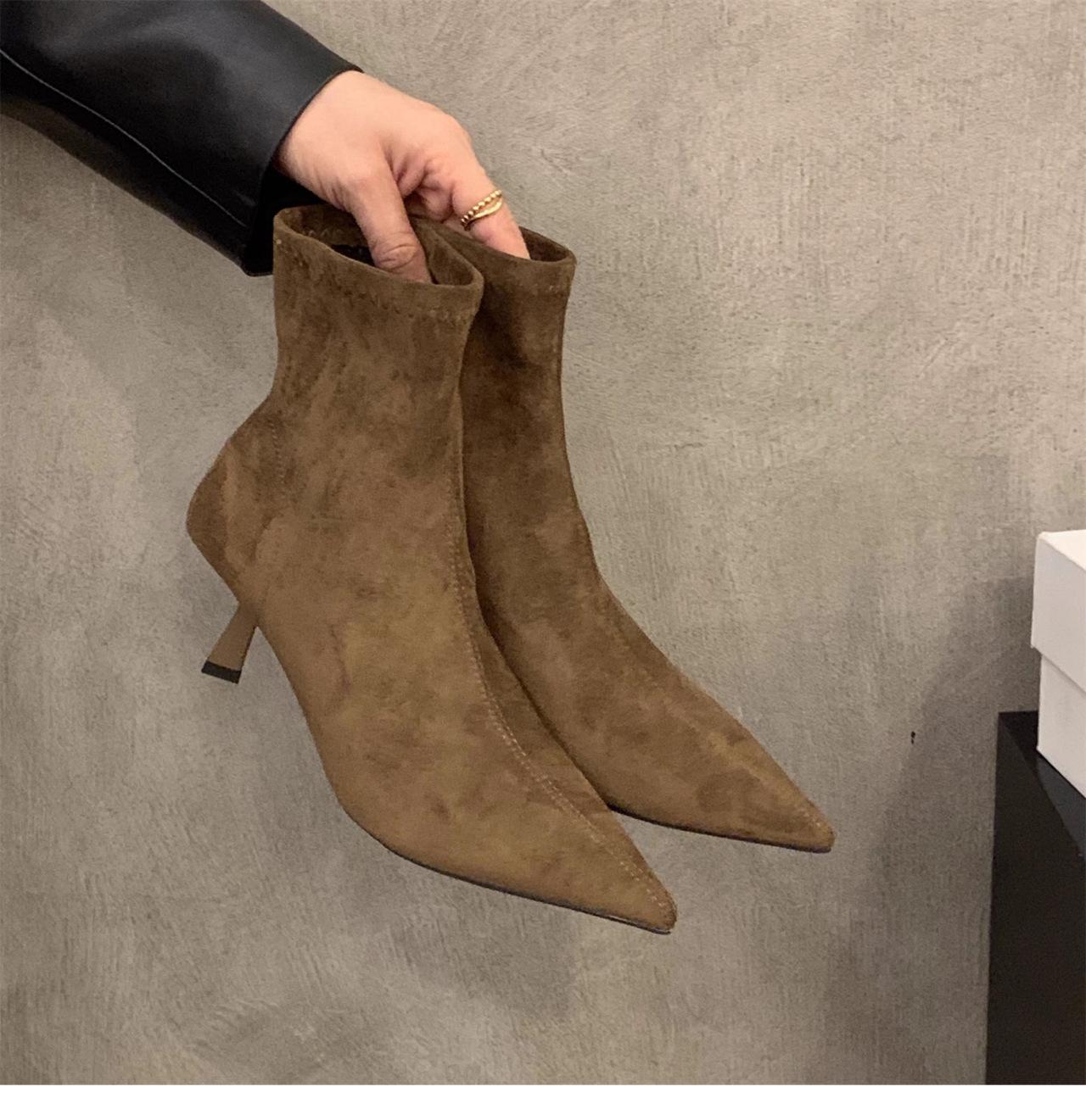 

Women Sexy Pointed Toe Stretch Ankle Boots Short Botas Shoes Fashion Partys Stiletto High Heel Socks Botas De Mujer new 35