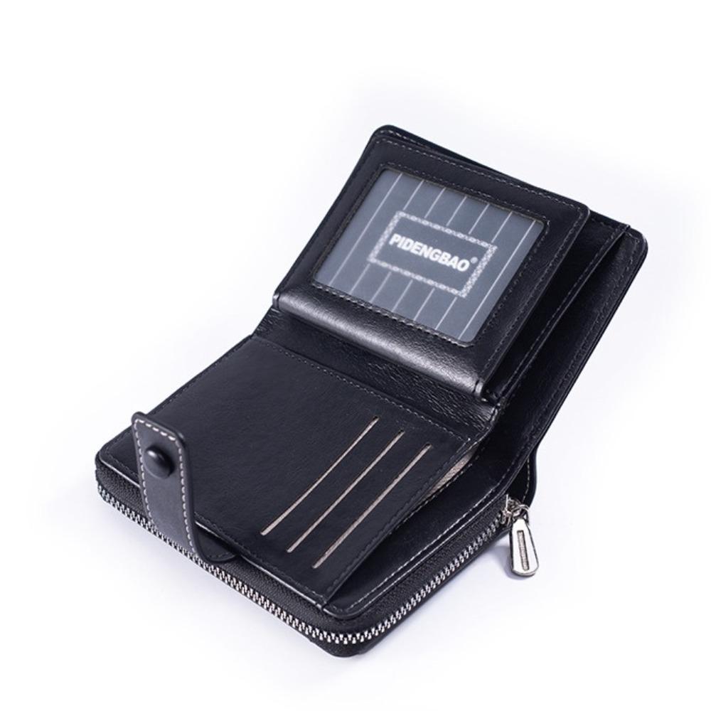 Card Brand Short PU Wallet Zipper ID Card Holder Simple Business Clutch Bag Unisex