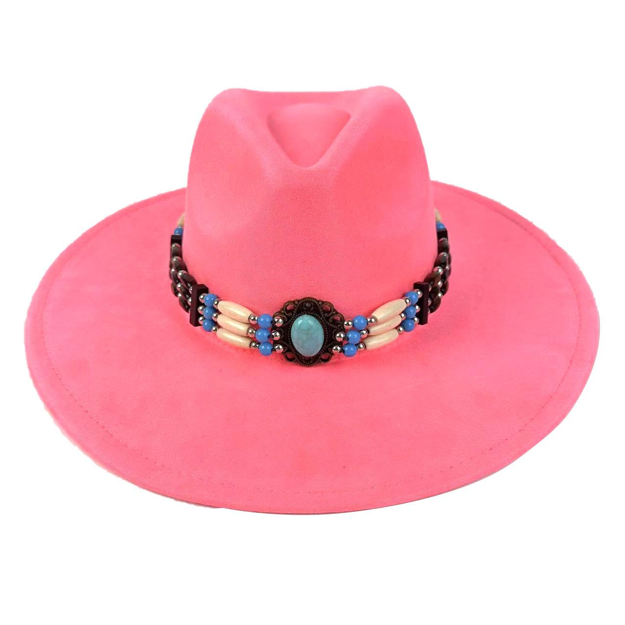 Западная ковбойская шляпа Тибетские аксессуары Модная цилиндровая шляпа Осень и Зима Новая Замшевая шляпа с большими полями Джазовая шляпа M（56-58cm）