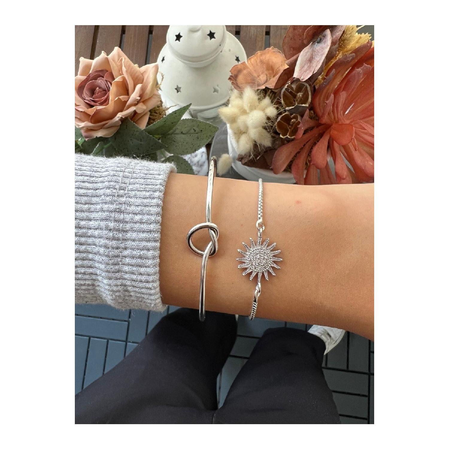 

Женский комбинированный браслет из двух частей серебристого цвета 0