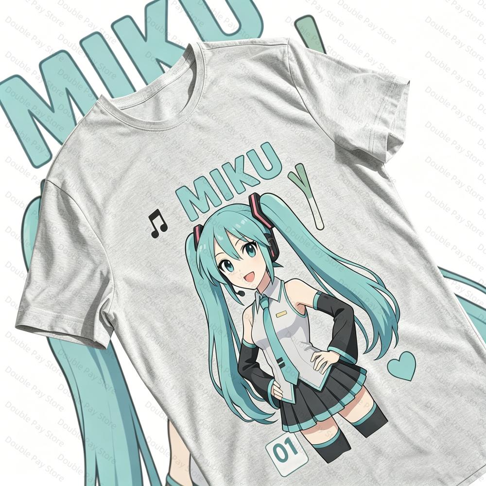 

2026 Miku Anime TShirt Cute Cartoon Short Sleeve Tee Casual Tops for Vocaloid Summer Streetwear for Unisexs Shirts Women tshirts 4XL