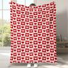 Flannel Blanket Heart Pattern Red Pink Grid Decorative Throw for Sofa Couch Bedroom Valentine's Day Romantic Ambiance Creating