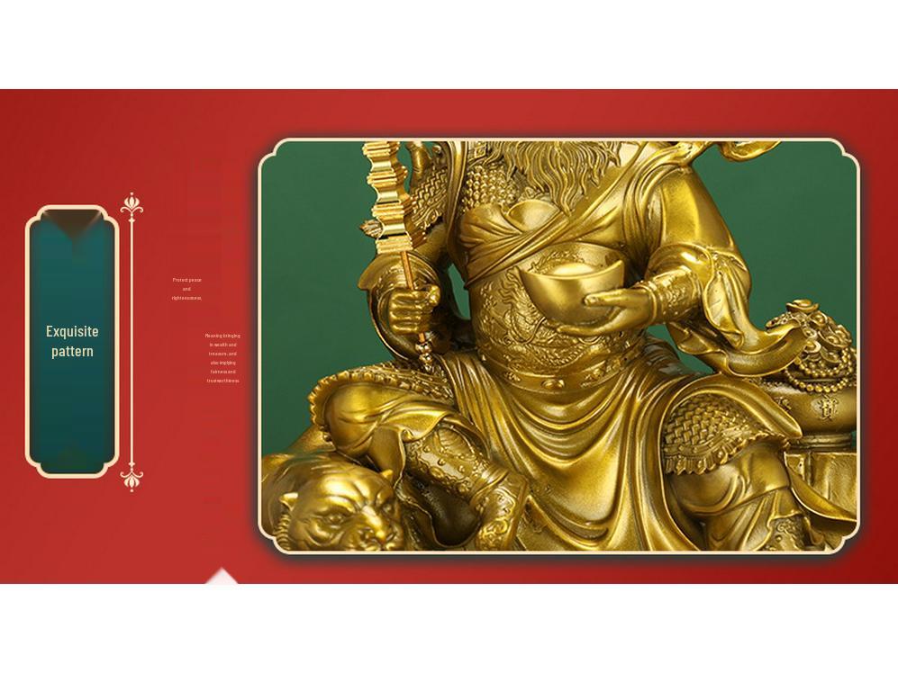 Brass Statue of Zhao Gongming Riding Tiger - God of Wealth, Five Roads Luck Attractor