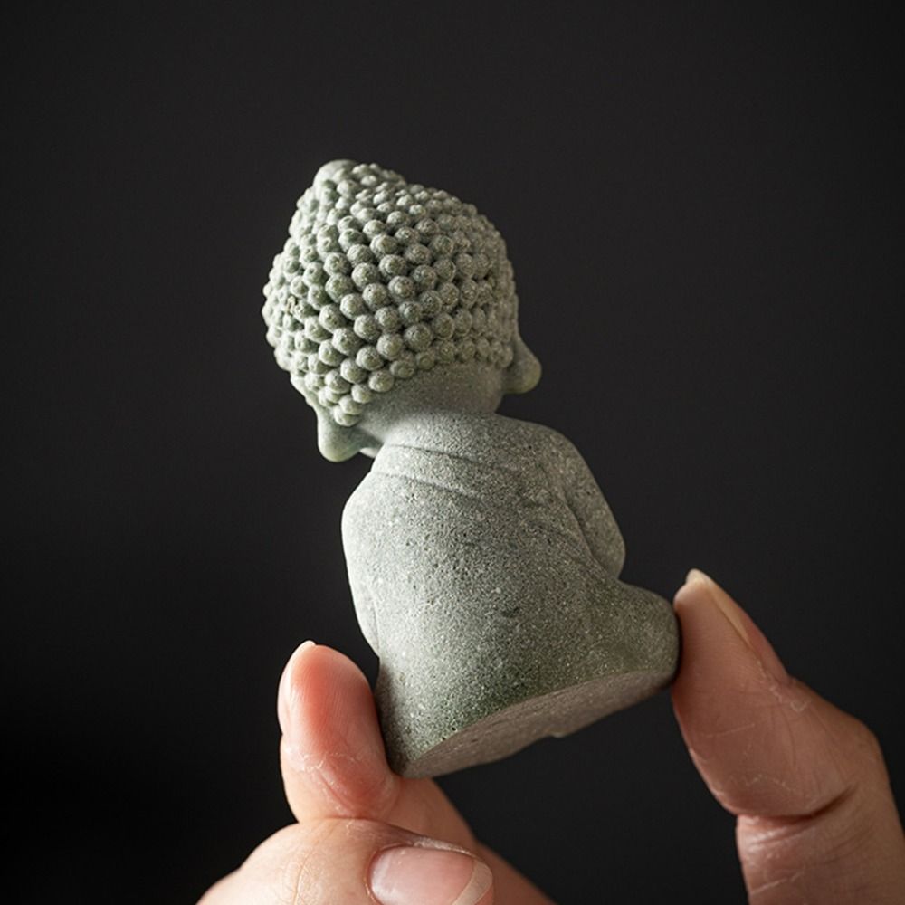 Sandstone Aquarium Buddha Statues Cute Little Monk Figurine Buddha Tea Pet  Desktop