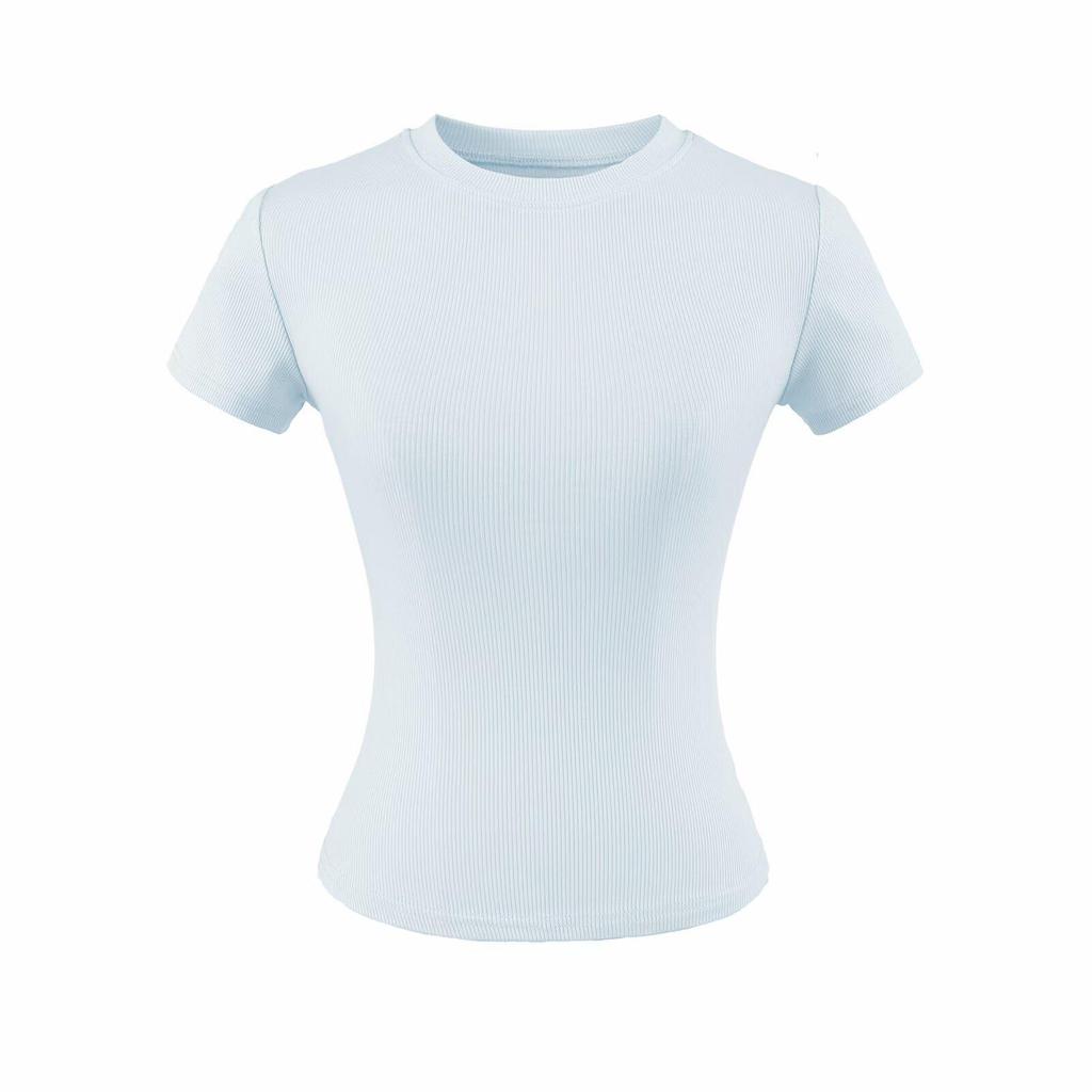 Pure Desire Women's Spicy Girl Round Neck Ribbed Summer T-Shirt