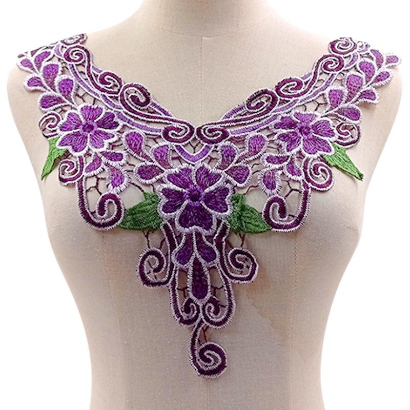 Water-soluble lace collar, heavy industry two-color collar, black and gold embroidered collar, three-dimensional hollow embroidery, gold thread.