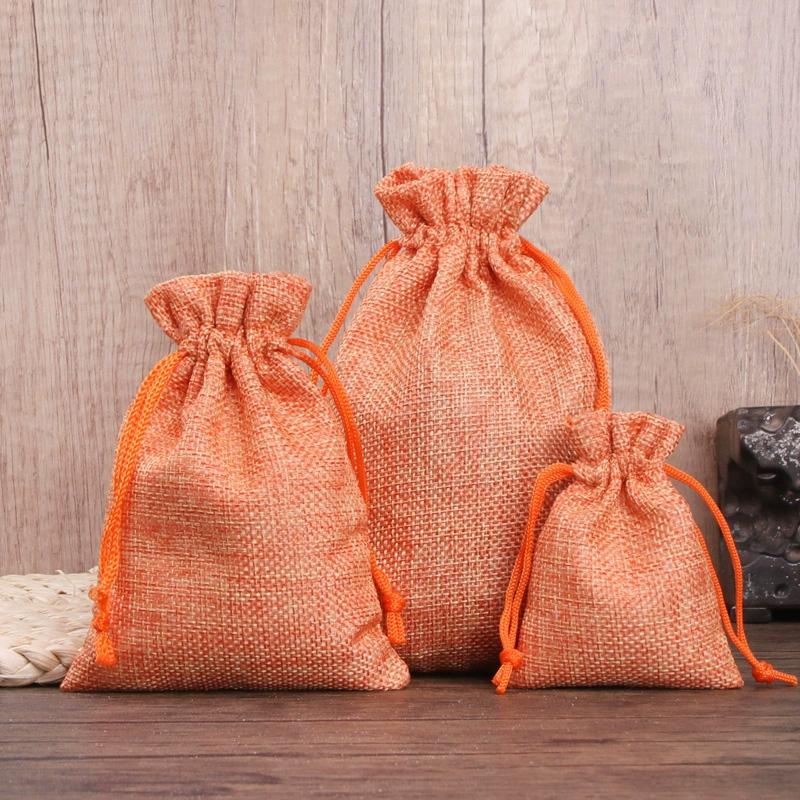 1 Stück Aufbewahrungsbeutel 7x9/10x14/13x18cm Leinen Jute Geschenkverpackungsbeutel Sackleinen Geschenk Bunte Kordelzugbeutel