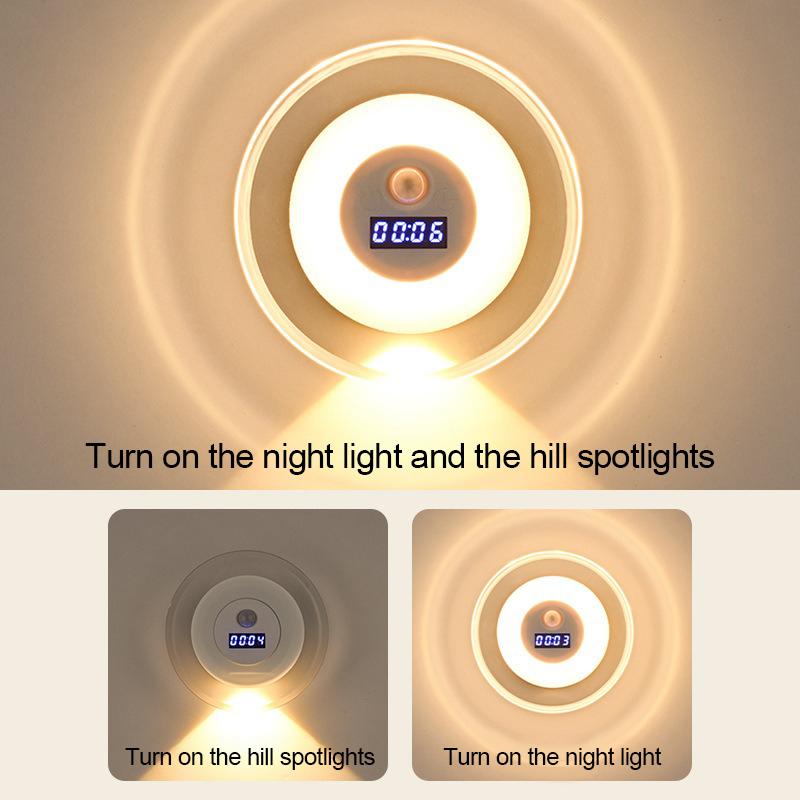 LED intelligent clock Night Lamps Wall Light Remote Contro Human Body Sensing spotlight Bedroom Bedside Charging Small Wall Lamp